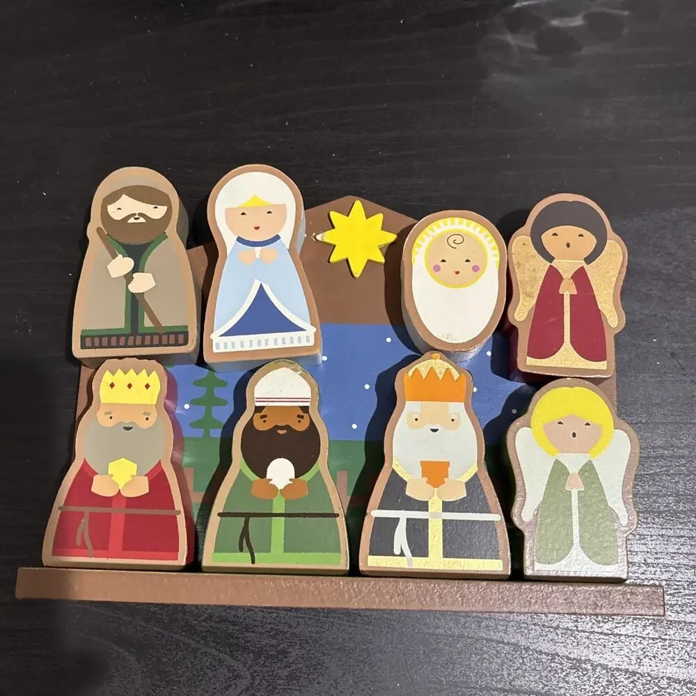 Target Colorful Christmas Wood 9pc Nativity Set 2014
